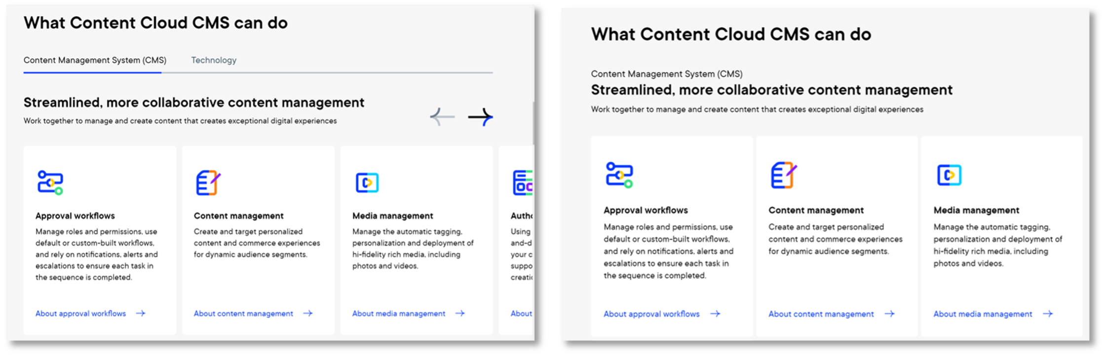 Feature blocks on optimizely's website in a carousel