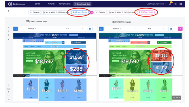 Comparing pages in Contentsquare